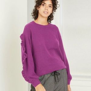 A New Day Dark Purple Ruffle Sleeve Sweatshirt
